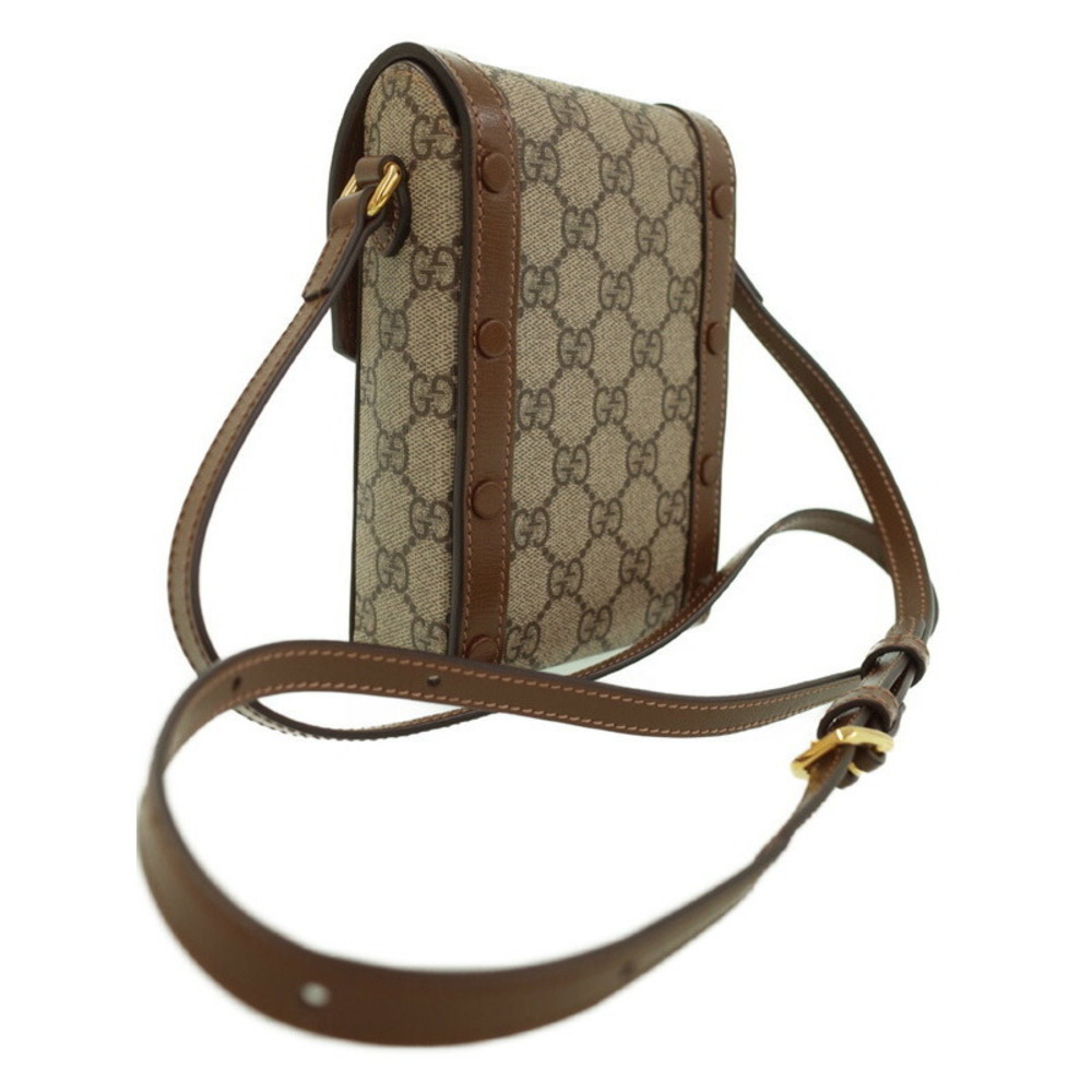Gucci 1955 Bag ebony beige Supreme canvas Horsebit GG Brown